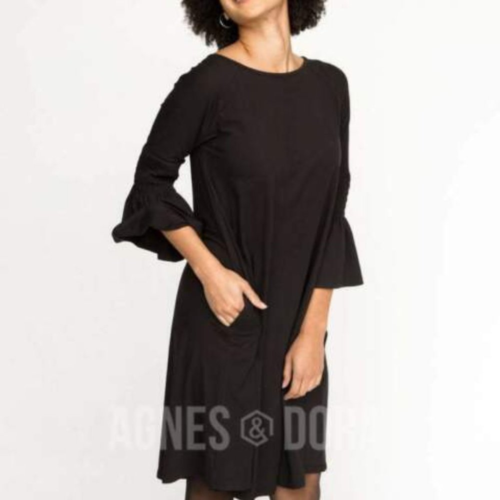 Agnes & Dora Black Baby Suede Walker Dress